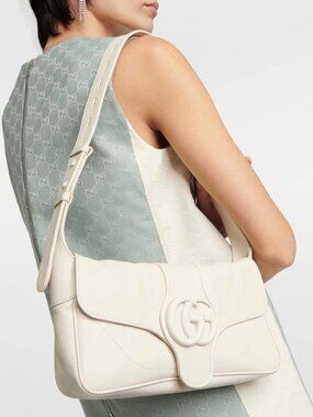 Gucci GG Aphrodite Lambskin Flap Handbag Mystic White 767226